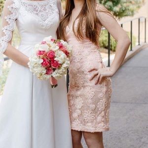 Amazing Jacquard/Lace Peach Dress